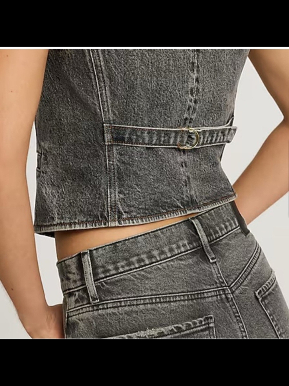 NWOT Express Gray Washed Denim Vest - Picture 3 of 5